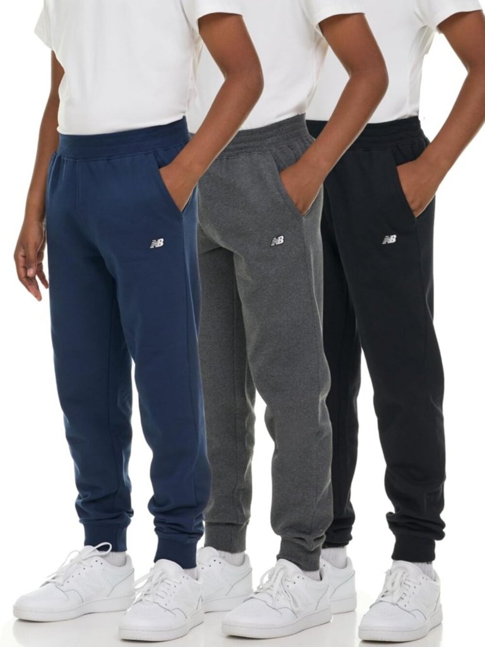 Boys' Athletic Fleece Joggers 3-Pack, Comfy Sweatpants for Active Kids, Sizes